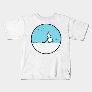 Frosty the Snowman playing Hockey Kids T-Shirt